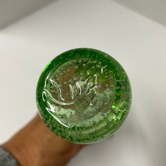 Vintage Green Glass Bullicante Bud Vase Made in Portugal - Picture 6 of 8